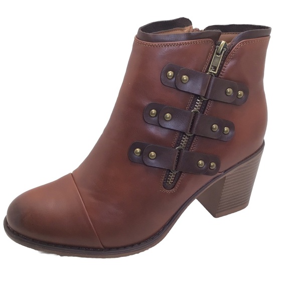 Pierre Dumas Cole-2 Brown Vegan Leather Double Side Zip Ankle Boot Size 10M - Picture 1 of 9